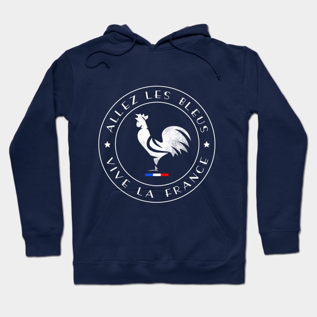 Allez les Bleus Vive La France Gallic Rooster Two Stars Hoodie by French Salsa